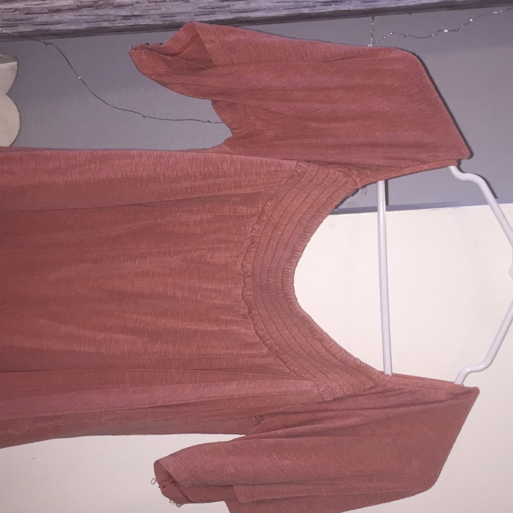 Dusty rose off the shoulder shirt